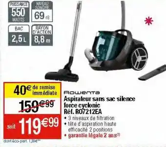 Migros Aspirateur sans sac rowenta offre