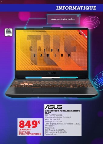 Hyper U Ordinateur Portable Gaming 15,6 offre