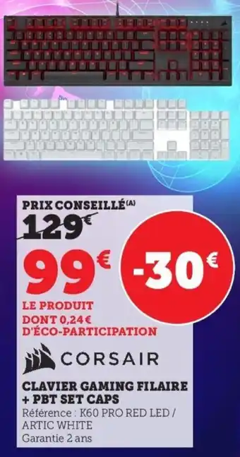 Hyper U Clavier Gaming Filaire + PBT Set Caps offre