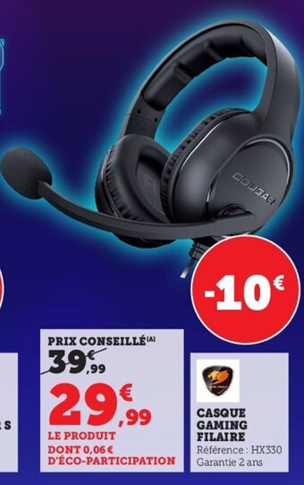 Hyper U Casque Gaming Filaire offre