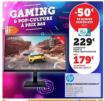 Super U Ecran D'Ordinateur Gaming 27" offre