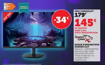 Super U Ecran D'Ordinature Gaming 23,6 offre