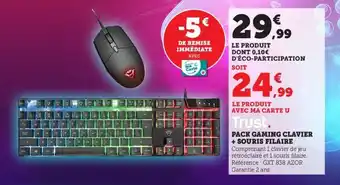 Super U Pack Gaming Clavier + Souris Filaire offre