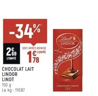 Spar Chocolat Lait Lindor Lindt offre