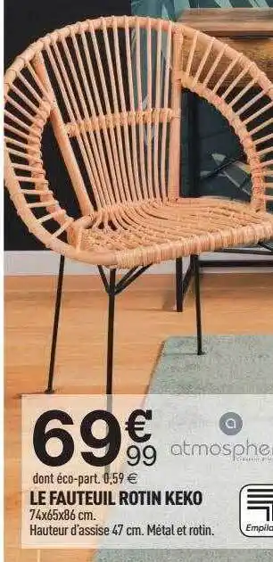 Centrakor Le fauteuil rotin keko atmosphera offre
