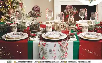 Centrakor La branche de houx dorée, le chemin de table fleuri, le chemin de table poussière offre