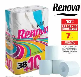 Stokomani Les 38 + 10 rouleaux de papier toilette extra résistants et super absorbants renova offre