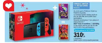 E.Leclerc Console switch + 1 jeu au choix nintendo offre