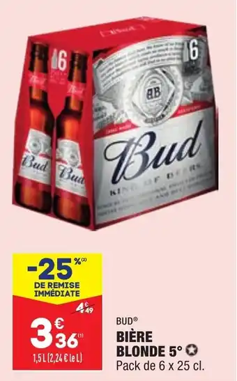 ALDI Bière blonde 5 BUD offre
