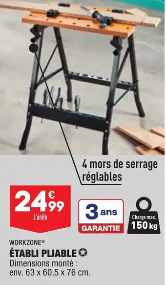 ALDI Établi pliable WORKZONE offre