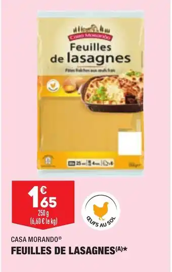 ALDI Feuilles de lasagnes CASA MORANDO offre