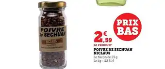 Hyper U Poivre de sechuan niclaus offre