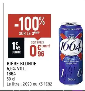 Petit Casino Biere Blonde 5,5%vol 1664 offre