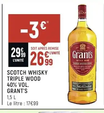 Spar Scotch Whisky Triple Wood 40%vol Grant's offre