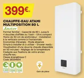 Bricomarché Chauffe-Eau Atami Multiposition 80L offre