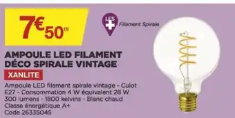 Bricomarché Ampoule Led Filament Deco Spirale Vintage offre