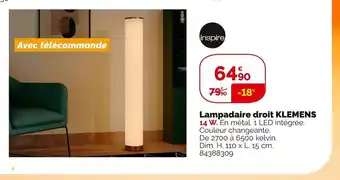 Weldom Lampadaire Droit Klemens offre
