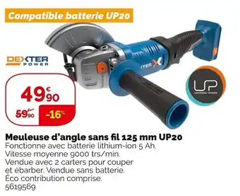 Weldom Meuleuse D'Angle Sans Fil 125 mm UP20 offre
