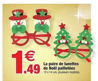 Bazarland La paire de lunettes de noël pailletées offre