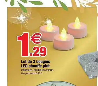 Bazarland Lot de 3 bougies led chauffe plat offre
