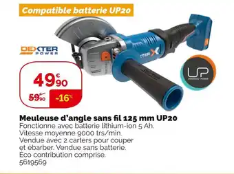 Weldom Dexter meuleuse d’angle sans fil 125 mm up20 offre