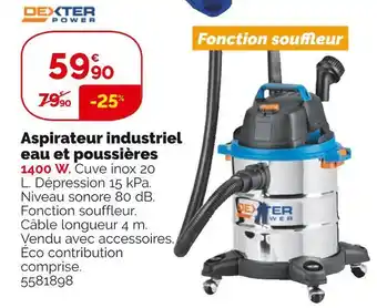 Weldom Dexter aspirateur industriel eau et poussières offre