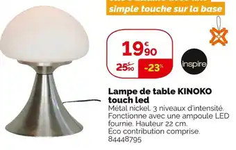 Weldom Inspire lampe de table kinoko touch led offre