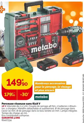Weldom Metabo perceuse visseuse sans fil18 v offre