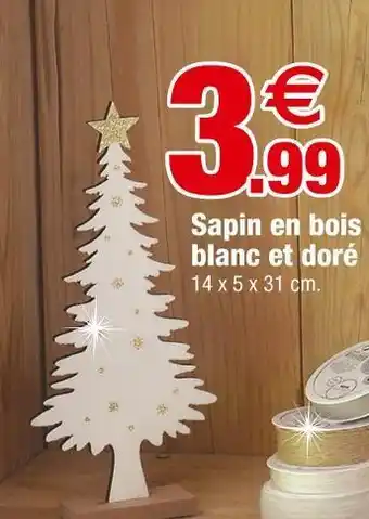 Bazarland Sapin en bois blanc et doré offre