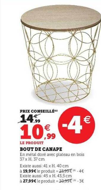 Hyper U Bout de canapé offre