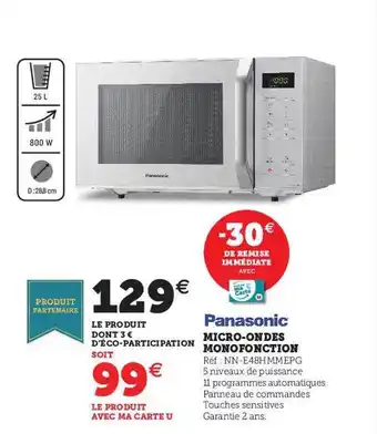 Hyper U Micro-ondes monofonction panasonic offre
