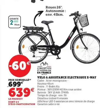 Hyper U Vélo à assistance électrique e-way offre