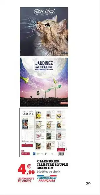 Hyper U Calendrier illustré souple 30 x 30 cm offre