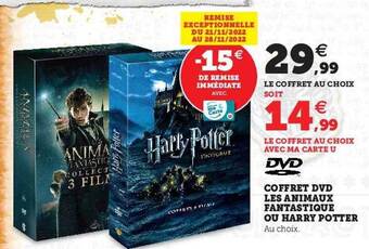 Hyper U Coffret dvd les animaux fantastique ou harry potter offre