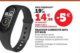 Hyper U Bracelet connecté abyx fit noir offre
