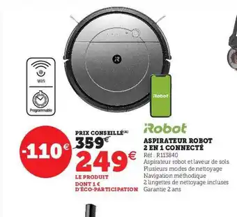 Hyper U Aspirateur robot 2 en 1 connecté offre