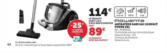Hyper U Aspirateur sans sac compact power xxl rowenta offre