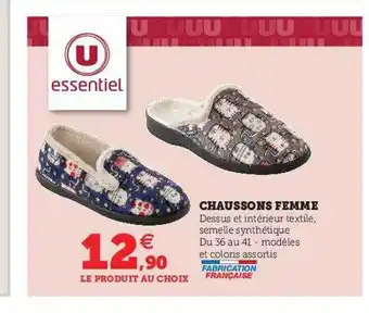 Hyper U Chaussons femme u essentiel offre