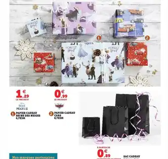 Hyper U Papier cadeau reine des neiges 0,7x3 m, papier cadeau cars 0,7x3 m offre
