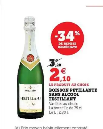 Hyper U Boisson pétillante sans alcool festillant offre