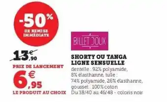 Super U Shorty ou tanga ligne sensuelle offre