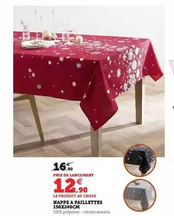 Super U Nappe à paillettes 150 x 240 cm offre