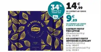 Super U Coffret festif the lipton ou coffret festif infusions éléphant offre