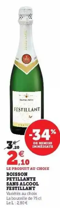 Super U Boisson pétillante sans alcool festillant offre