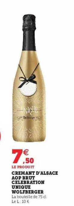 Super U Crémant d'alsace aop brut célébration unique wolfberger offre