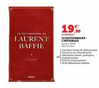 Le dictionnaire - l'intégrale - laurent baffie
