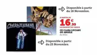 Super U Cd clara luciani ou angele offre