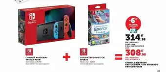 Super U Console nintendo switch néon + jeu nintendo switch sports offre