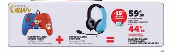 Super U Manette filaire switch mario + casque filaire lvl40 pdp offre