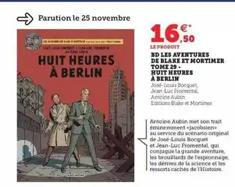 Bd les aventures de blake et mortimer tome 29 - huit heures à berlin